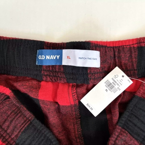 Old Navy Flannel Pajama Pants Mens XL Red Black Buffalo Plaid PJ Holiday Cabin - Picture 4 of 10